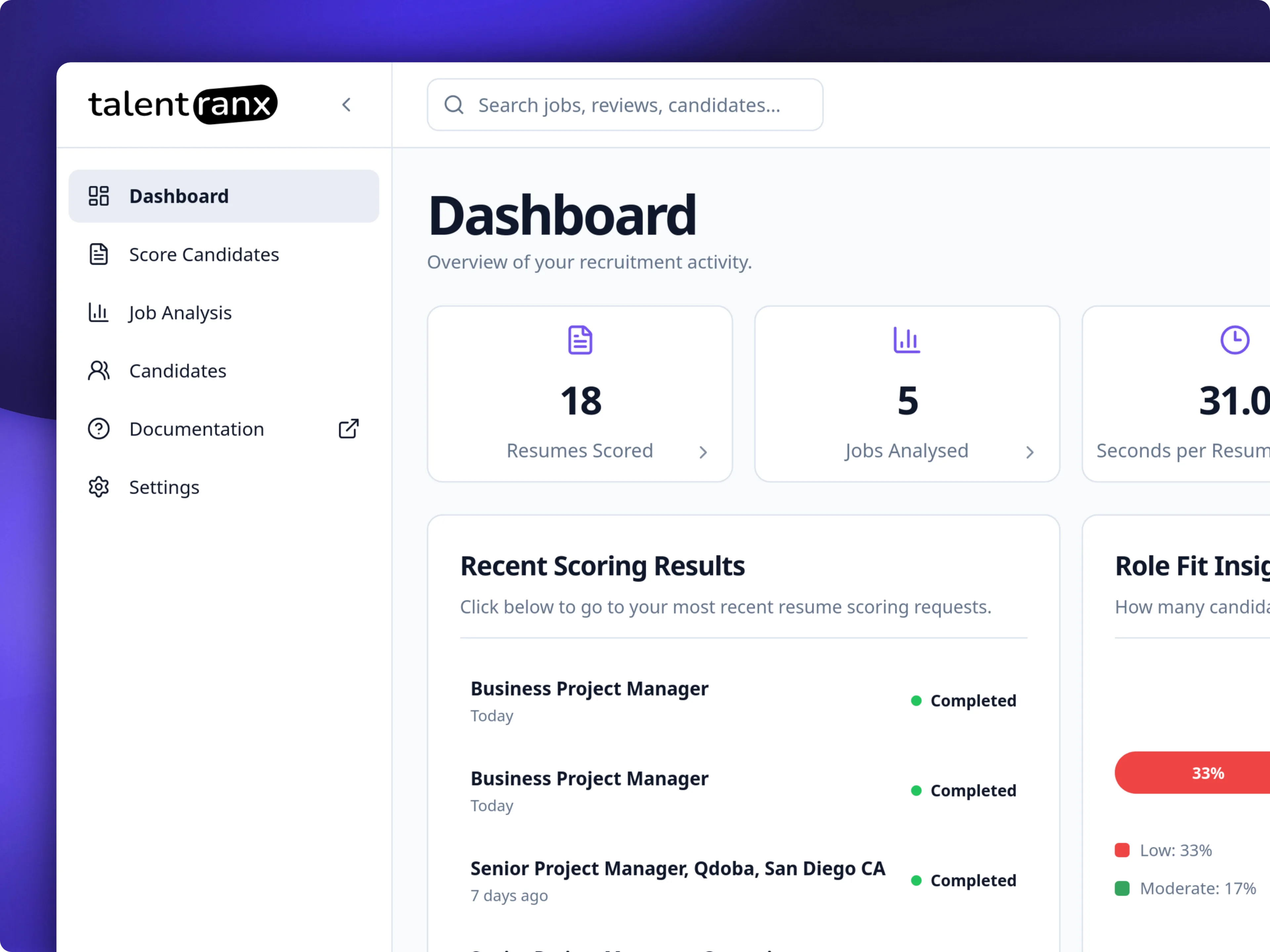 Dashboard screen